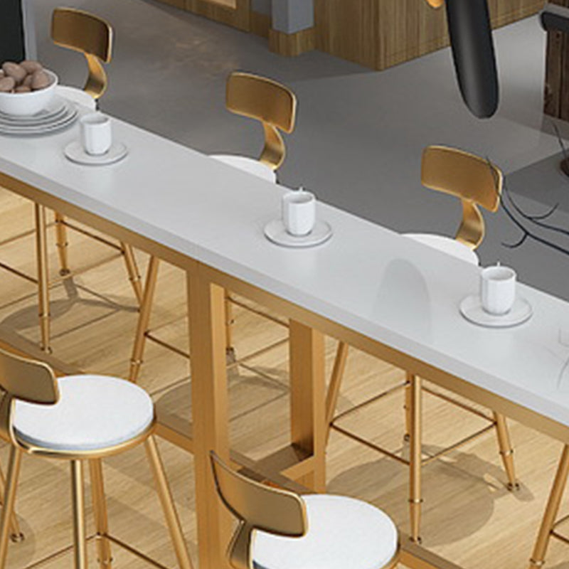 Glam Bar Height Table Solid Wood Top Bistro Pub Table with Gold Base