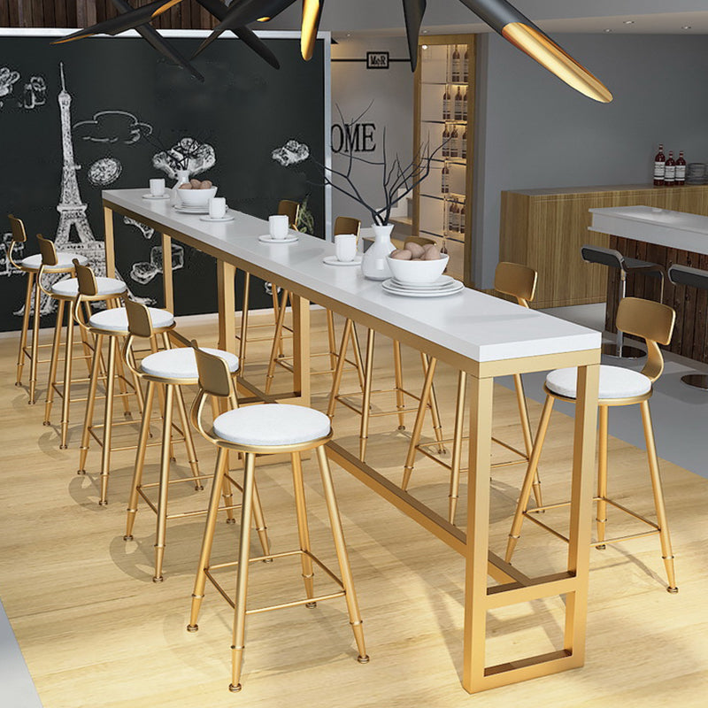 Glam Bar Height Table Solid Wood Top Bistro Pub Table with Gold Base