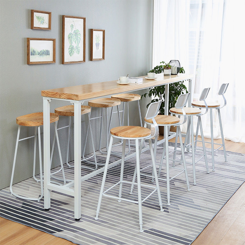 Modern Style Rectangle Bar Table Solid Wood Trestle Base Bar Dining Table