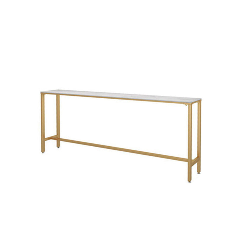 Modern Bar Height Table White Faux Marble Top Bistro Bar Table with Gold Base