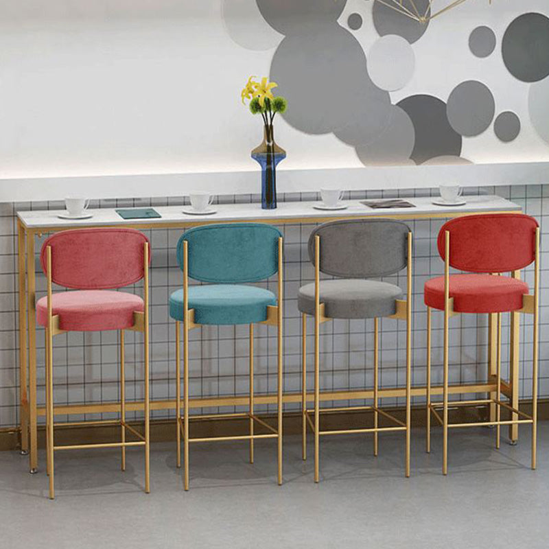 Modern Bar Height Table White Faux Marble Top Bistro Bar Table with Gold Base