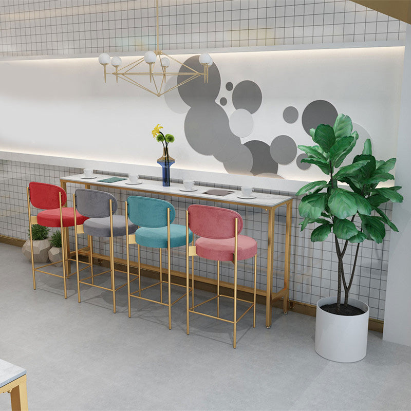 Modern Bar Height Table White Faux Marble Top Bistro Bar Table with Gold Base