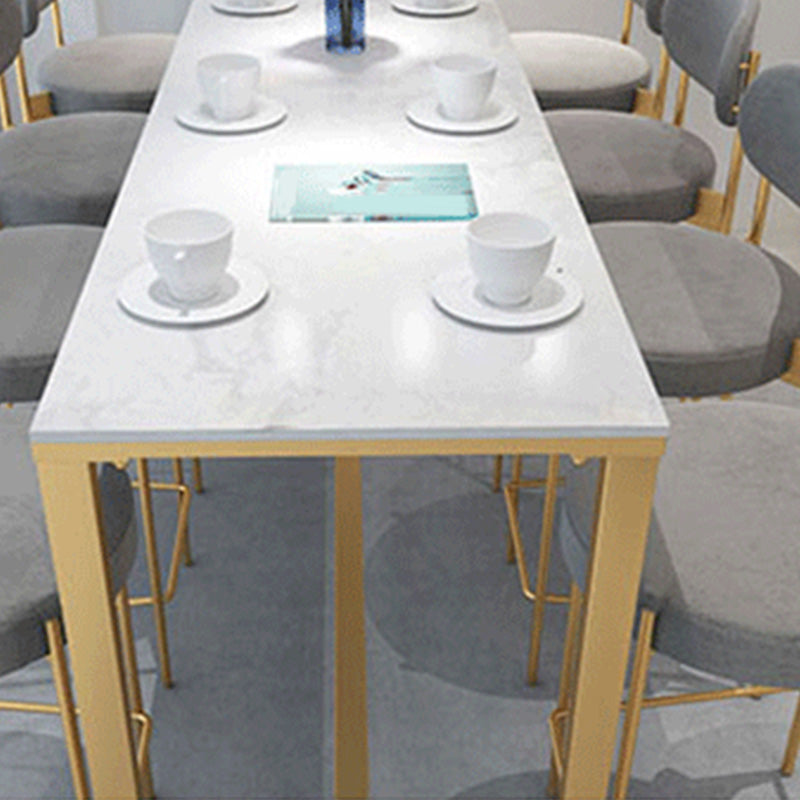 Modern Bar Height Table White Faux Marble Top Bistro Bar Table with Gold Base