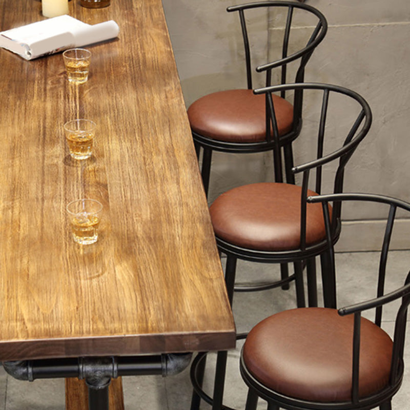 Industrial Bar-height Table Solid Wood Top Bistro Pub Table for Patio Use