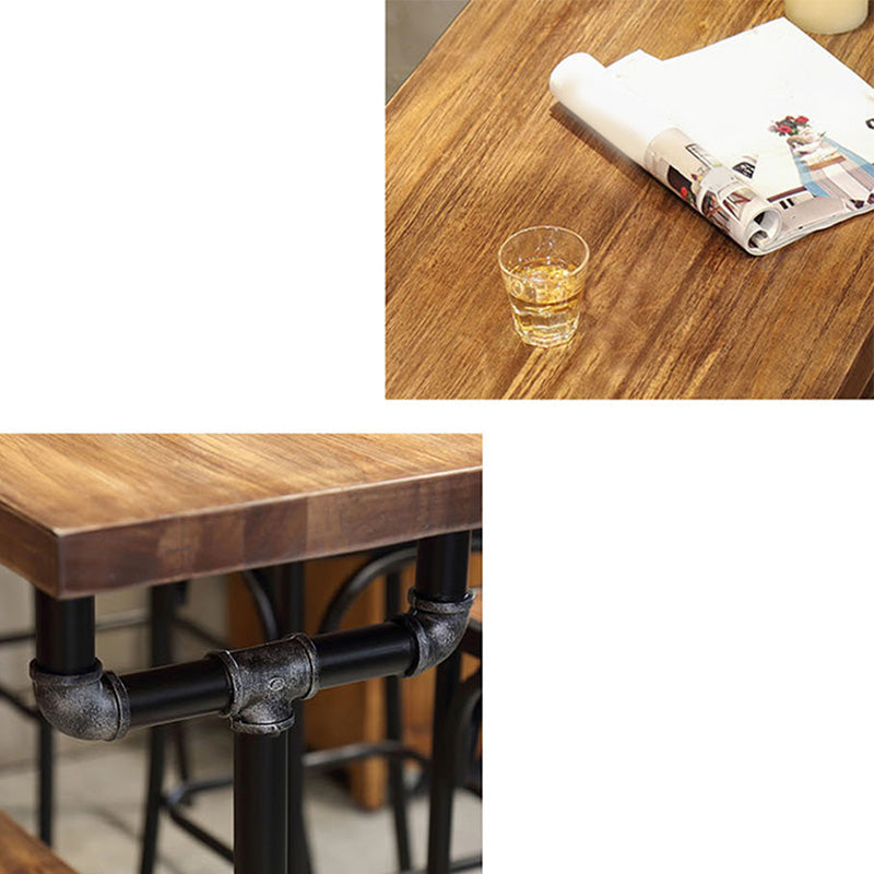 Industrial Bar-height Table Solid Wood Top Bistro Pub Table for Patio Use
