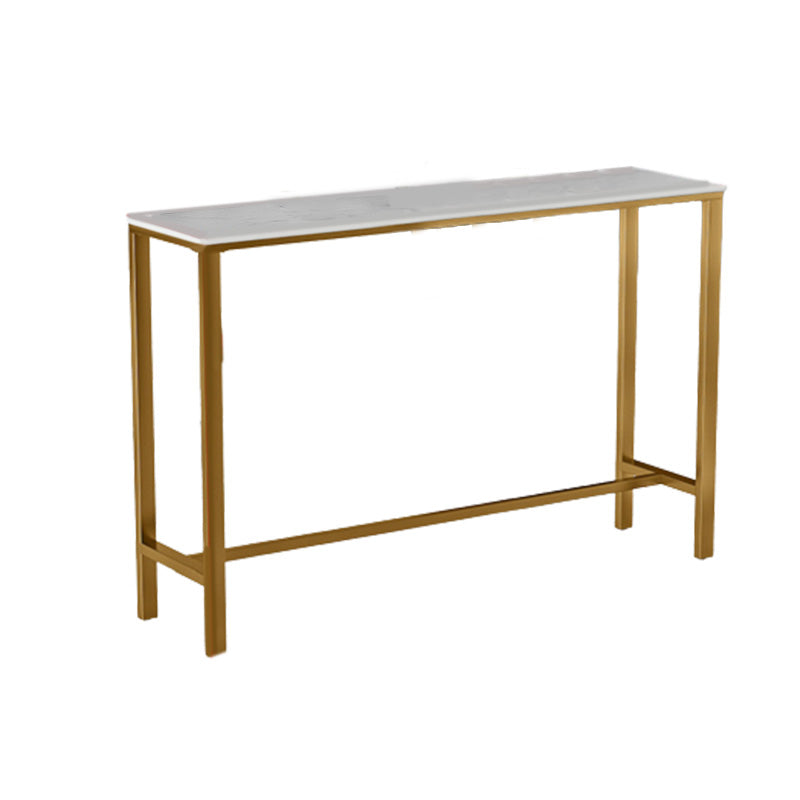 White Faux Marble Top Table Glam Style Bistro Pub Table for Dining Room