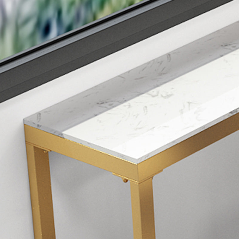 White Faux Marble Top Table Glam Style Bistro Pub Table for Dining Room