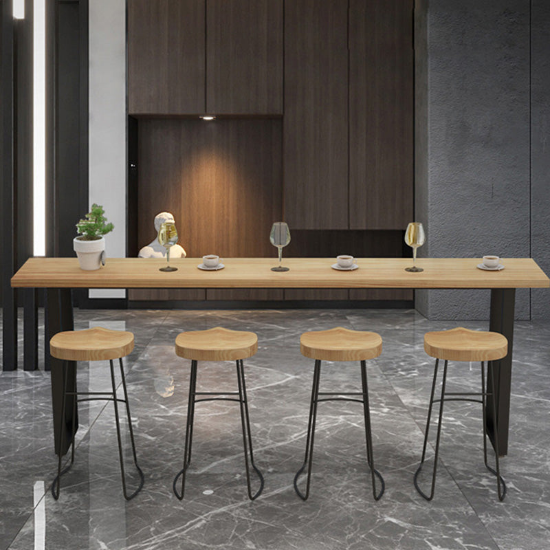 Modern Bar Height Table Solid Wood Top Bistro Pub Table for Living Room