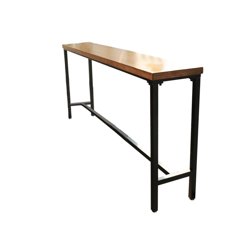 Industrial Bar Height Table Solid Wood Top Bistro Table with Black Base