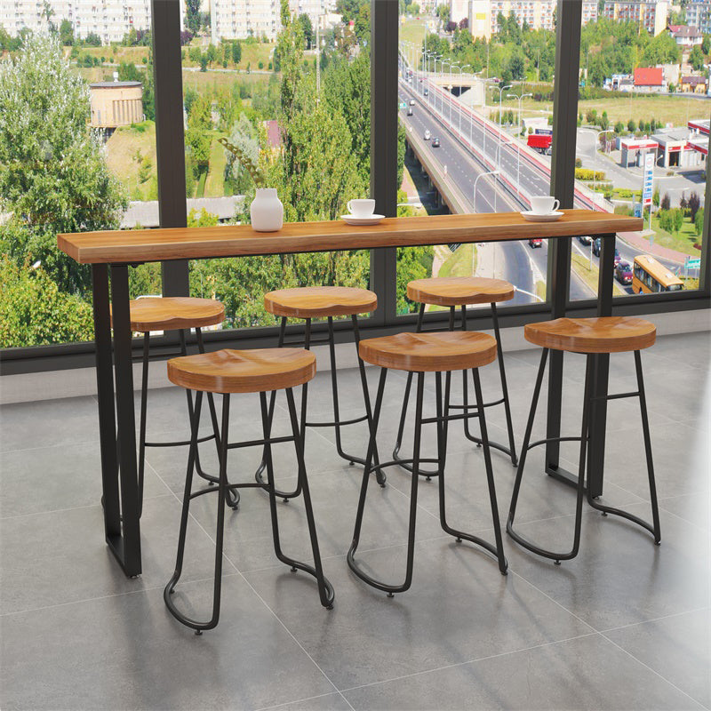Industrial Bar Height Table Solid Wood Top Bistro Table for Patio Use