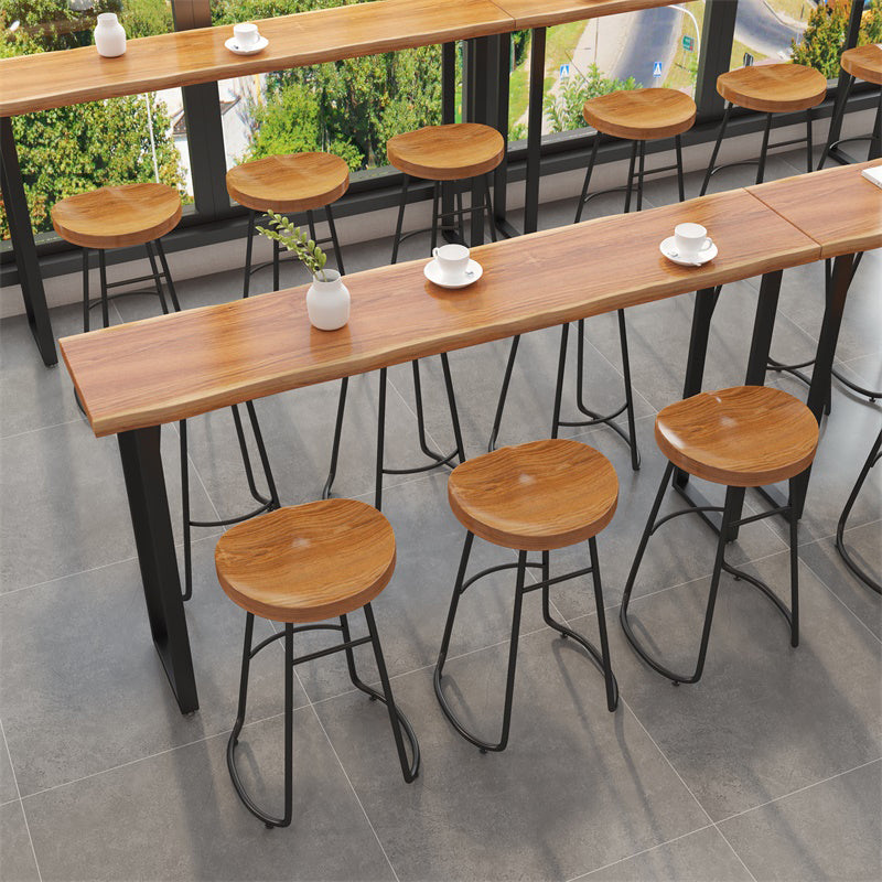 Industrial Bar Height Table Solid Wood Top Bistro Table for Patio Use