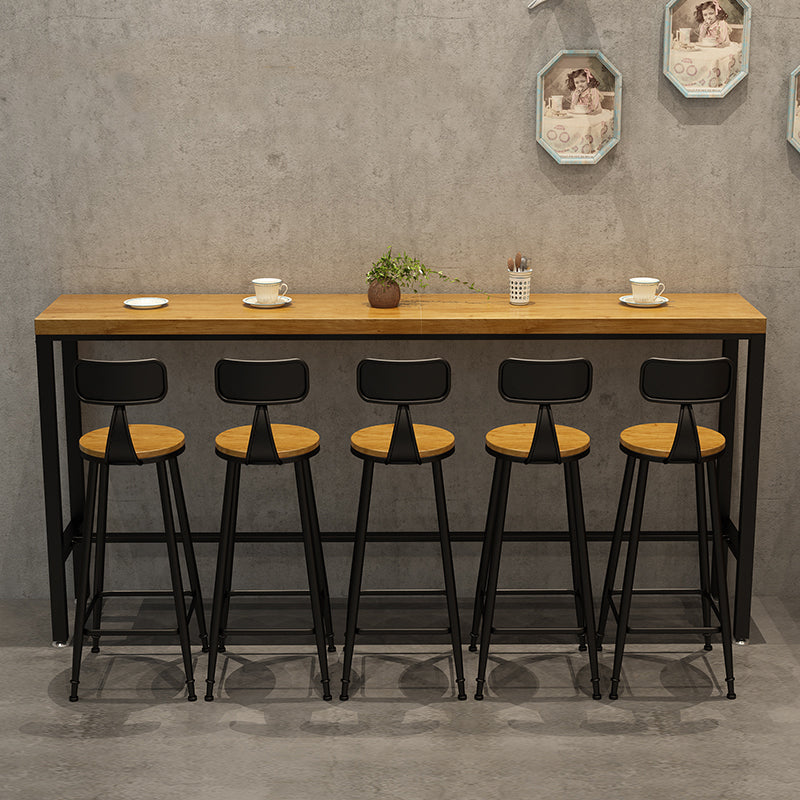 Industrial Bar Height Table Solid Wood Top Bistro Pub Table with Trestle Base