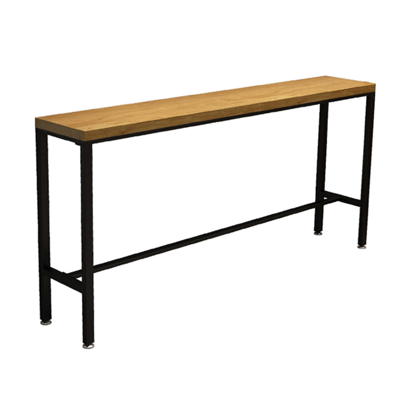 Industrial Bar Height Table Solid Wood Top Bistro Pub Table with Trestle Base