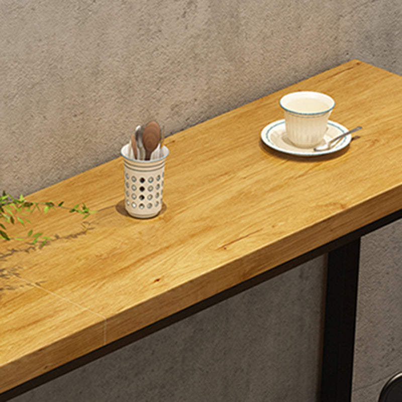 Industrial Bar Height Table Solid Wood Top Bistro Pub Table with Trestle Base