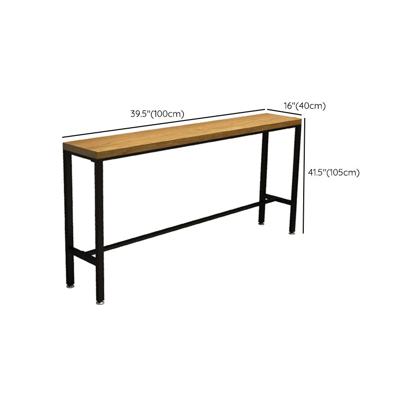 Industrial Bar Height Table Solid Wood Top Bistro Pub Table with Trestle Base