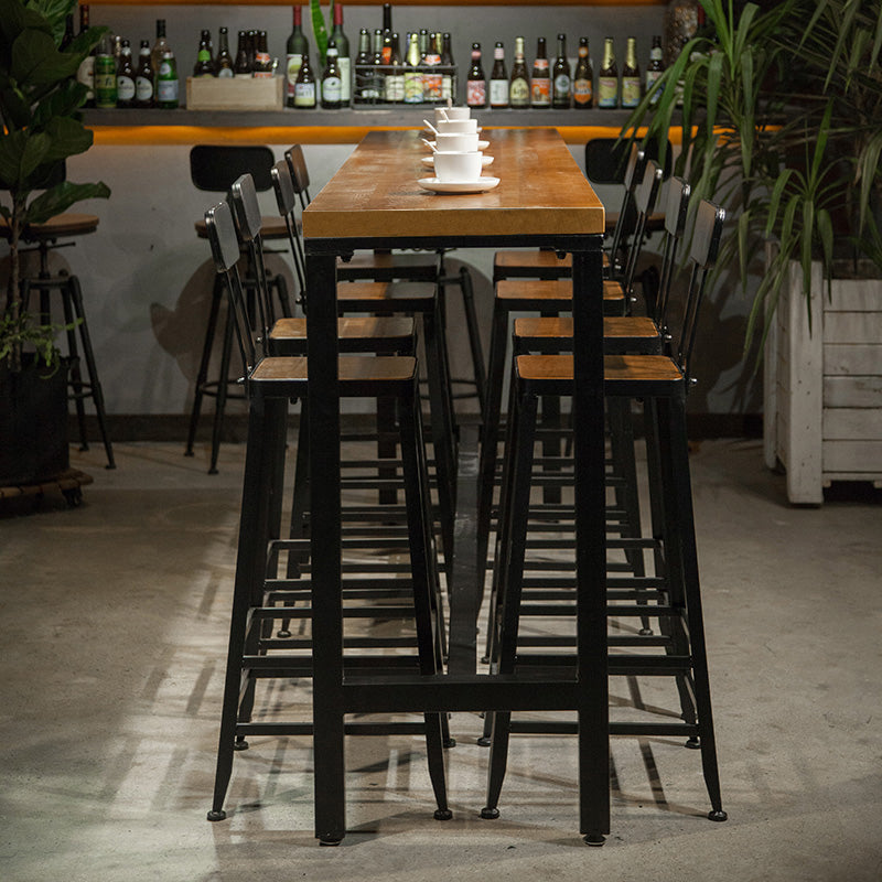 Rectangular Bar Height Table Black Legs and Metal Base Bar Table