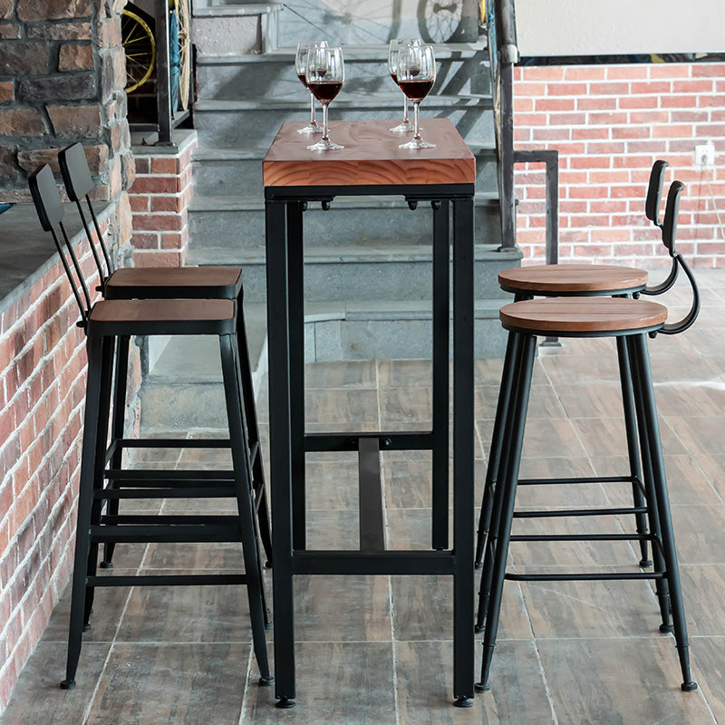 Rectangular Bar Height Table Black Legs and Metal Base Bistro Pub Table