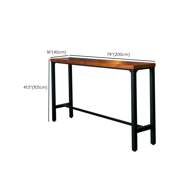 Rectangular Bar Height Table Black Legs and Metal Base Bistro Pub Table