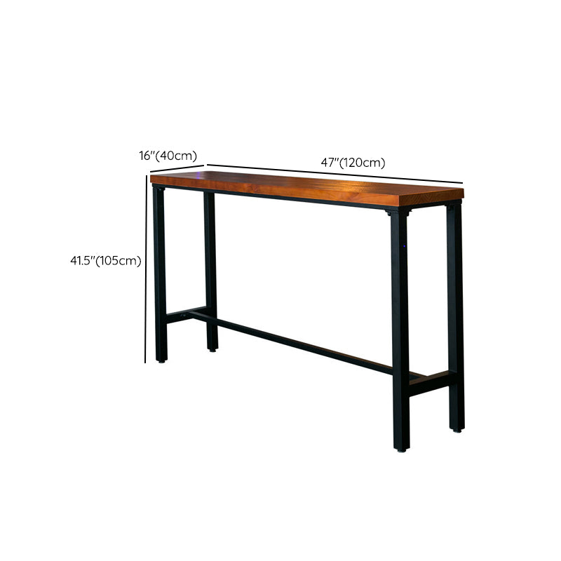 Rectangular Bar Height Table Black Legs and Metal Base Bistro Pub Table
