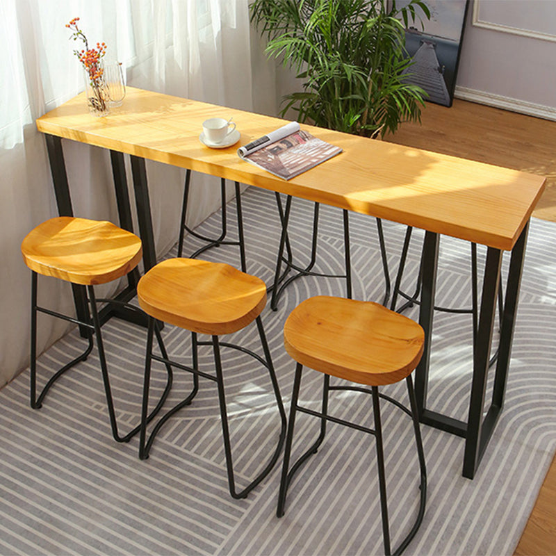 Rectangular Bar Height Table Black Legs and Metal Base Bar Table for Living Room