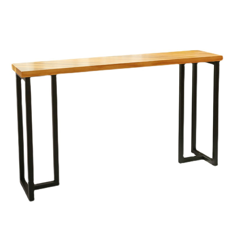 Rectangular Bar Height Table Black Legs and Metal Base Bar Table for Living Room