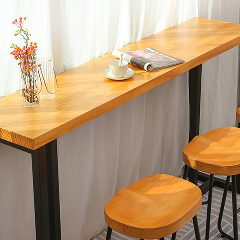 Rectangular Bar Height Table Black Legs and Metal Base Bar Table for Living Room