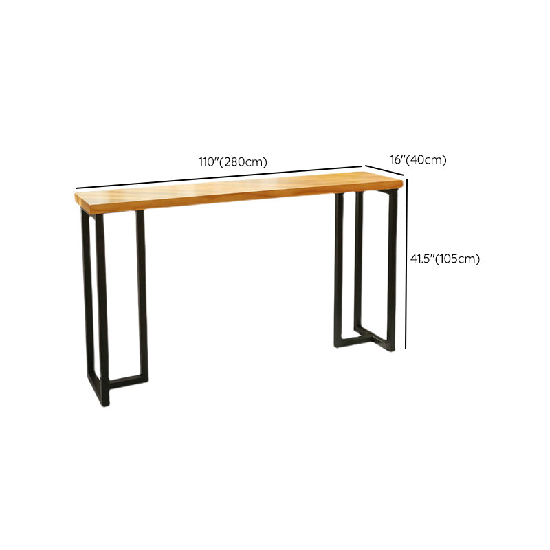 Rectangular Bar Height Table Black Legs and Metal Base Bar Table for Living Room