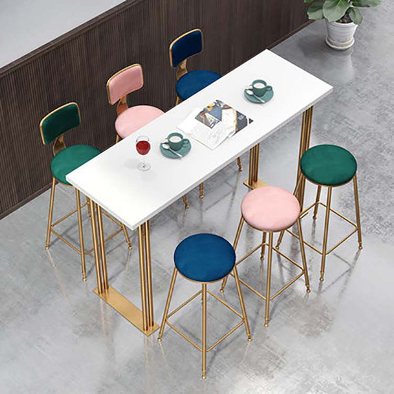 Rectangular Wood Top Table Glam Style Bistro Pub Table for Patio Use