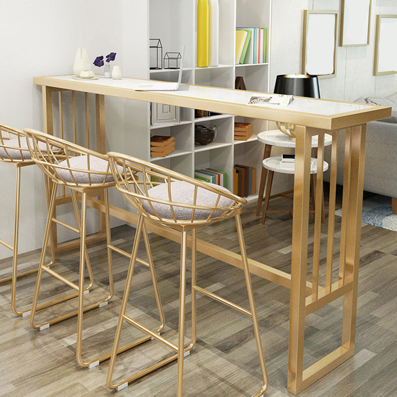 Modern Bar Height Table Faux Marble Top Bistro Table with Gold Base