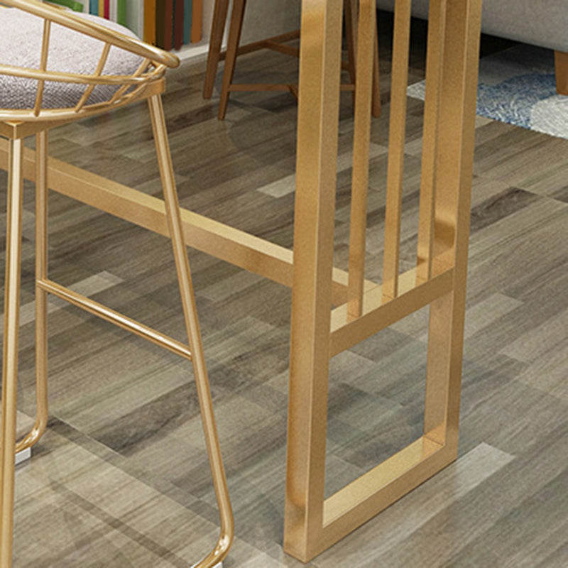 Modern Bar Height Table Faux Marble Top Bistro Table with Gold Base