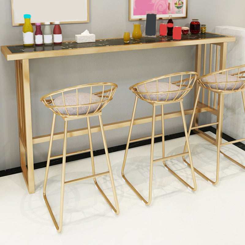 Modern Bar Height Table Faux Marble Top Bistro Table with Gold Base