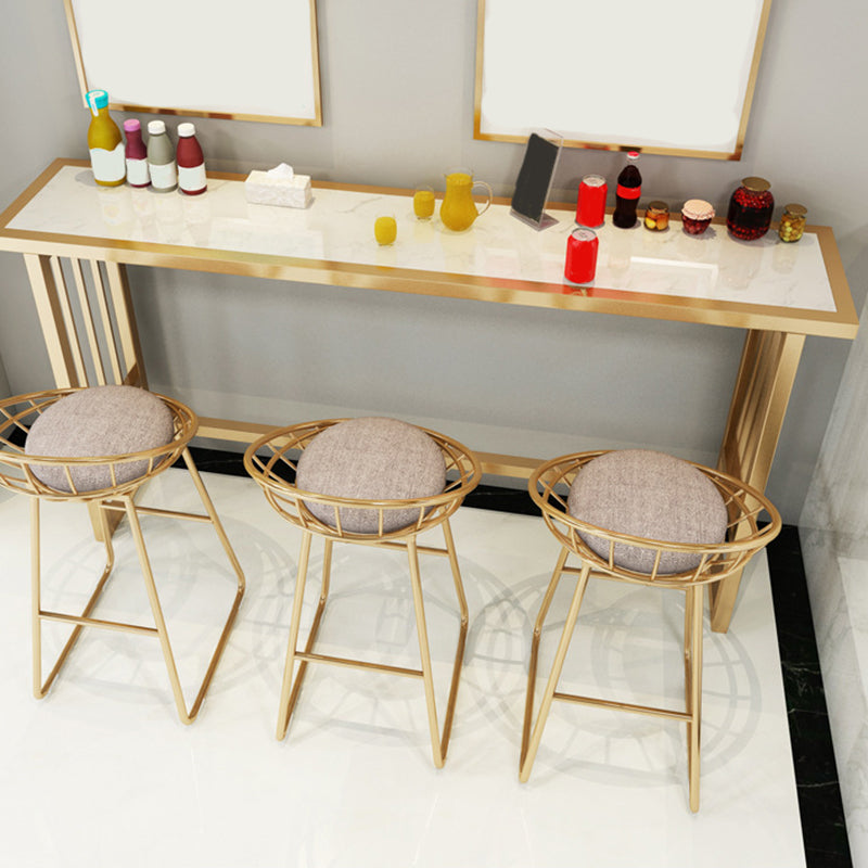 Modern Bar Height Table Faux Marble Top Bistro Table with Gold Base