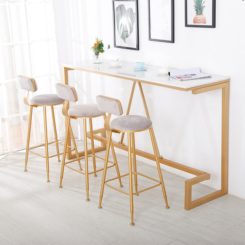 Glam Bar Height Table Faux Marble Top Bistro Bar Table with Gold Base