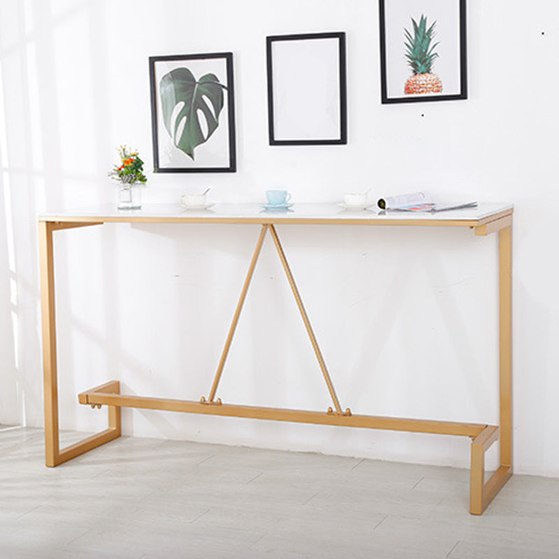 Glam Bar Height Table Faux Marble Top Bistro Bar Table with Gold Base