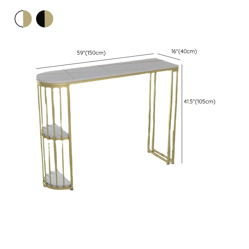Stone Top Bar Height Table Modern Style Bistro Pub Table with 2 Shelves