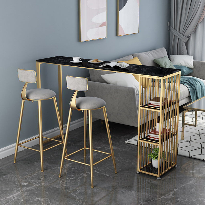 Glam Bar Height Table Faux Marble Top Bistro Pub Table for Patio Use