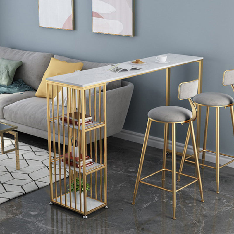 Glam Bar Height Table Faux Marble Top Bistro Pub Table for Patio Use