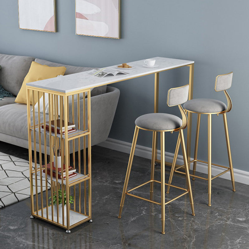 Glam Bar Height Table Faux Marble Top Bistro Pub Table for Patio Use