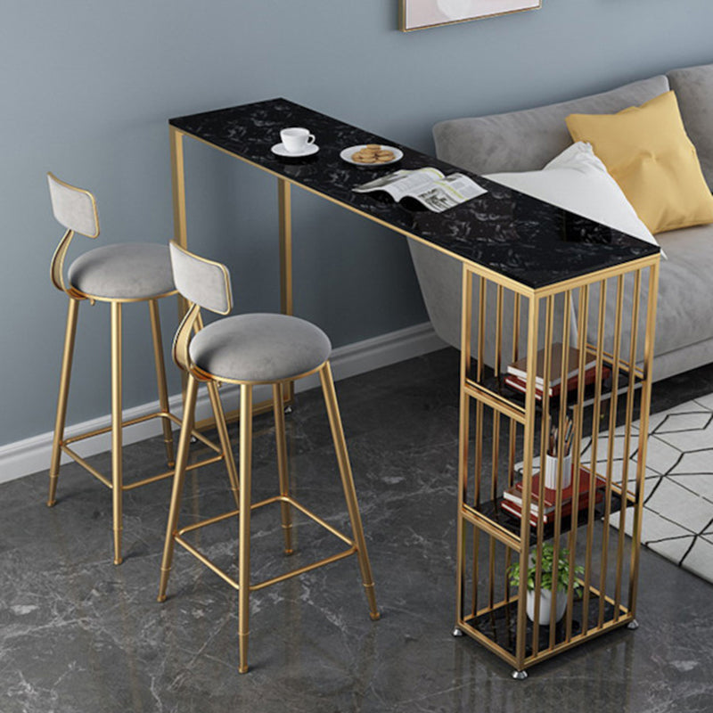 Glam Bar Height Table Faux Marble Top Bistro Pub Table for Patio Use