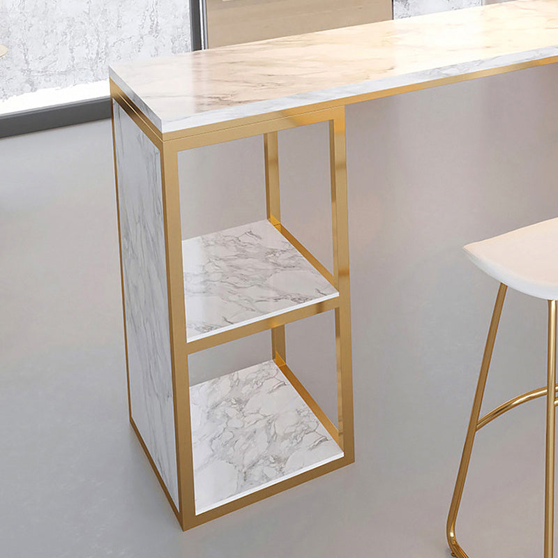 Rectangular Bar Height Table Faux Marble Top Bistro Pub Table for Patio Use