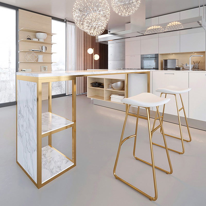 Rectangular Bar Height Table Faux Marble Top Bistro Pub Table for Patio Use