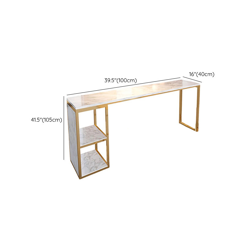 Rectangular Bar Height Table Faux Marble Top Bistro Pub Table for Patio Use