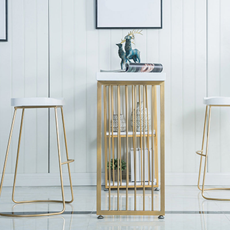 Wood Top Bar Height Table Modern Style Bistro Pub Table with 2 Shelves