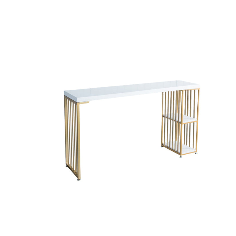 Wood Top Bar Height Table Modern Style Bistro Pub Table with 2 Shelves