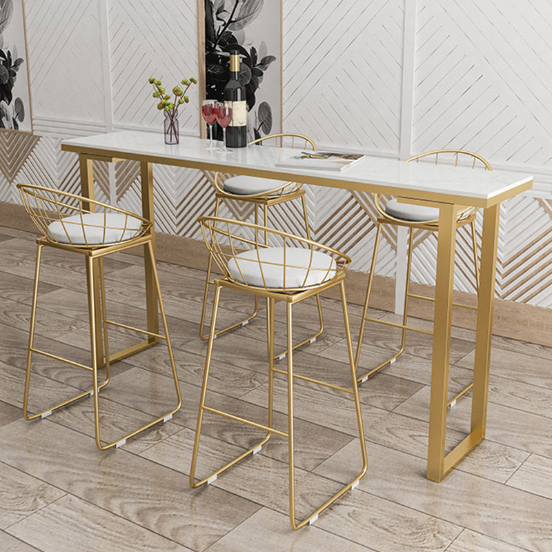Glam Bar Height Table Faux Marble Top Bistro Table with Sled Base