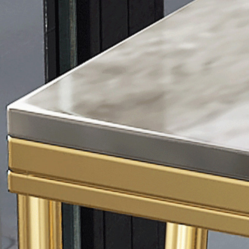 Industrial Bar Height Table Stone Top Bistro Table with Metal Base