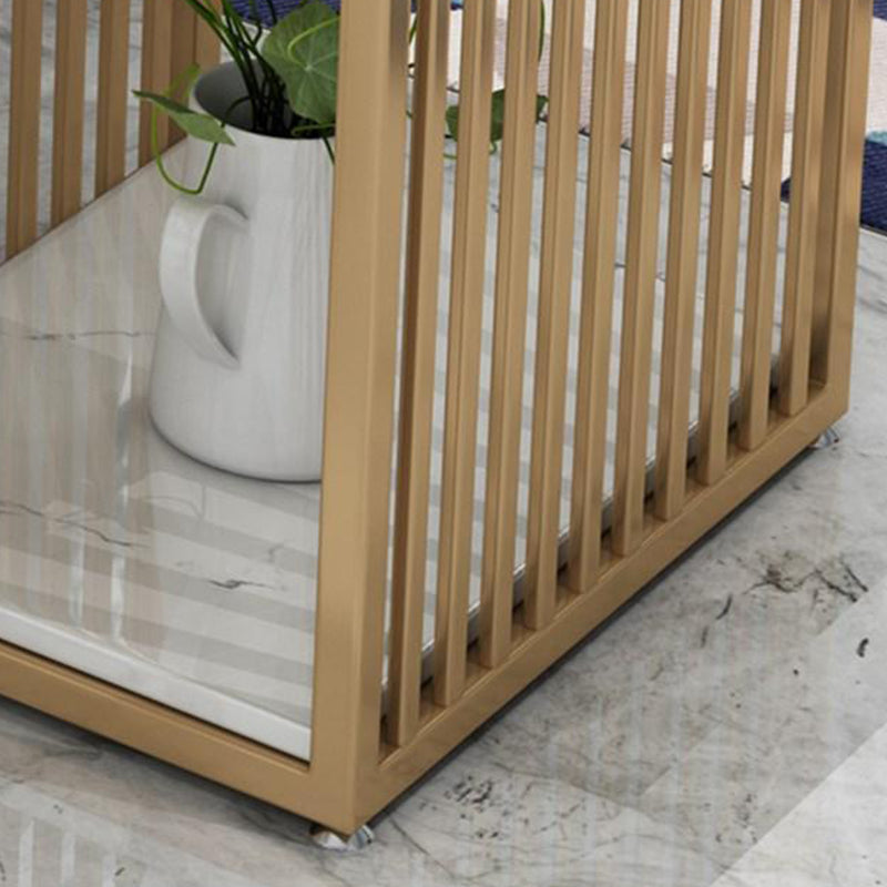 Faux Marble Bar Height Table Modern Style Bistro Table with 2 Shelves