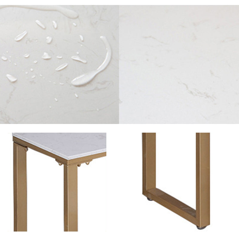 Faux Marble Bar Height Table Modern Style Bistro Table with 2 Shelves