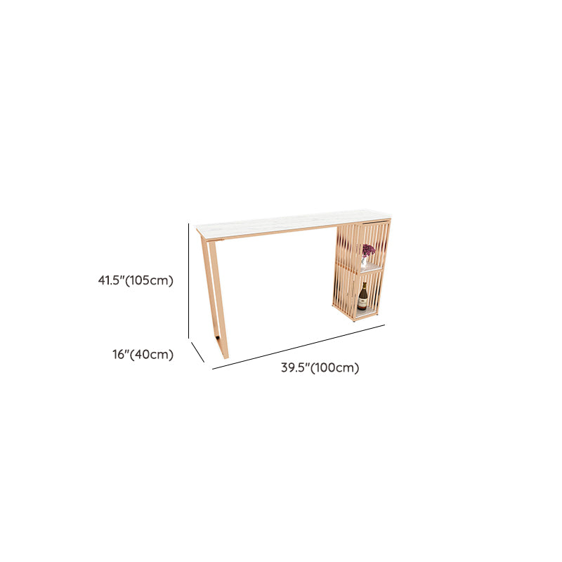 Faux Marble Bar Height Table Modern Style Bistro Table with 2 Shelves