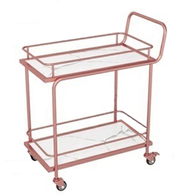Modern Faux Marble Prep Table Rectangular Prep Table with Casters